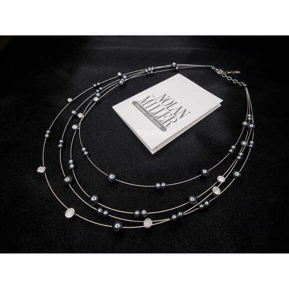 Vintage Nolan Miller 1999 Glamour Collection Multi-Strand Pearl & Crystal Neckla - Picture 4 of 4